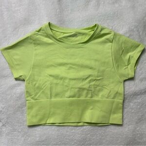 Neon green Aerie cropped workout top – size medium.